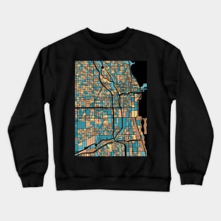 Chicago Map Pattern in Mid Century Pastel Crewneck Sweatshirt